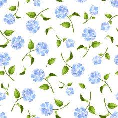 Seamless pattern with blue hydrangea flowers Vector illustration