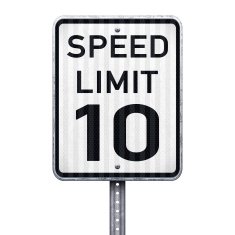 American maximum speed limit 10 mph road sign