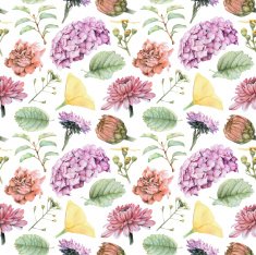 Seamless pattern with beautiful spring flowers and plants N19