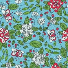 Strawberry floral seamless pattern background