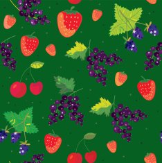 Berries seamless pattern - strawberry blackberry cherry