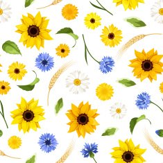 Seamless pattern with summer flowers Vector illustration