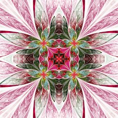 Symmetrical flower pattern in stained-glass window style N27