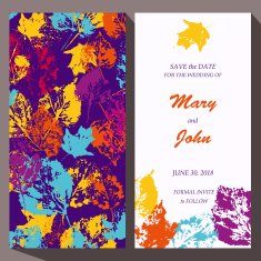 Vector card template with autumn leaves N2