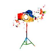 Colorful camera background with butterflies