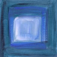 Acrylic painted white window in blue frame