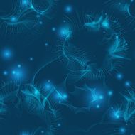 Vector glow blue cosmos abstract seamless pattern N2