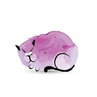 Funny cat sleeping Watercolor sketch for your design