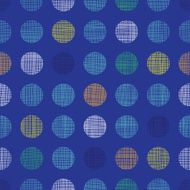 Abstract textile polka dots on blue seamless pattern background