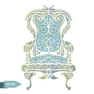 Watercolor vintage armchair throne
