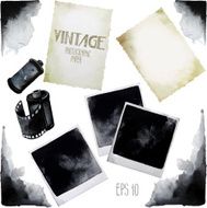 Vintage set of watercolor old photographic paper