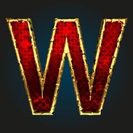 w vector red letter with gold