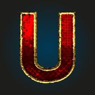 u vector red letter with gold