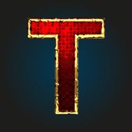 t vector red letter with gold