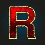 r vector red letter with gold