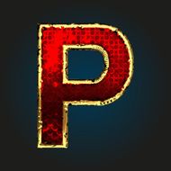 p vector red letter with gold