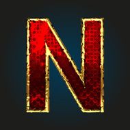 n vector red letter with gold