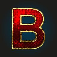 b vector red letter with gold