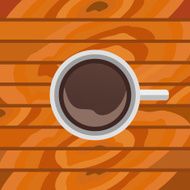 Cup of coffee on wood background Top view N2