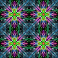 Multicolored symmetrical pattern in stained-glass window style N20