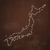 Japan Map sketched on rusty metal background N2
