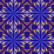 Symmetrical pattern in stained-glass window style Blue and beige