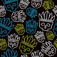 Seamless pattern skull in headdress redskin N4