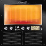 Abstract electronic device with screen and control knobs