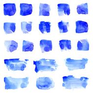 Ultramarine blue watercolor stain design set