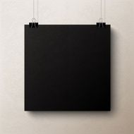 Black blank square sheet of paper vector template