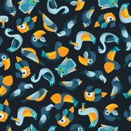 birds dark seamless pattern