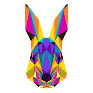 Abstract bright colored polygonal triangle geometric rabbit isolated on white N2