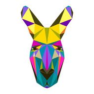 Abstract bright colored polygonal triangle geometric kangaroo isolated on white N2