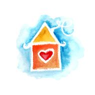 vector watercolor cartoon house N2