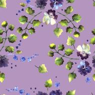 Watercolor seamless with blue flowers N2