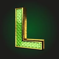 l green letter with gold