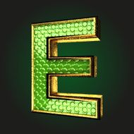 e green letter with gold