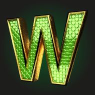 w green letter with gold