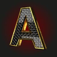black letter with gold a