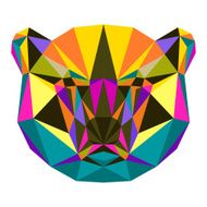 Abstract bright polygonal triangle geometric polar bear isolated on white N2