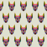 Abstract bright colored polygonal triangle geometric doberman dog seamless pattern
