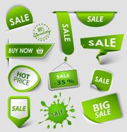 Collection web green pointers labels for shopping N2