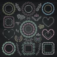 Vector Colorful Chalk Drawing Floral Frames Borders N2