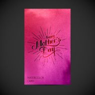 handwritten Happy Mothers Day retro label with light rays N4