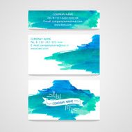 Business card template Blue watercolor texture