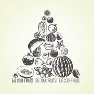 Ink hand drawn fruits card