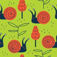 Vector seamless pattern with cute friendly snails