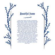 Template greeting card with frame of blue branches