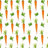 Seamless pattern with carrots and greens Watercolor style vector