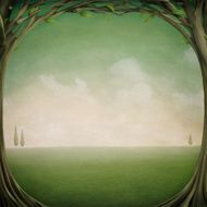 Summer background with a frame made of branches